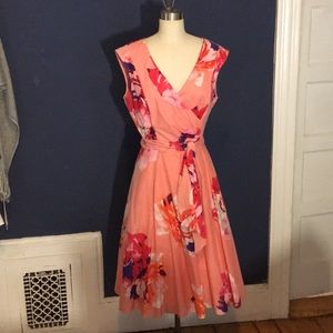 Calvin Klein Mock-wrap floral dress